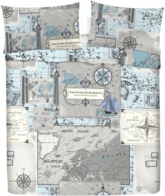 1 - Completo lenzuola letto Lara Morada in Cotone fantasia Mappa