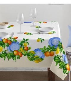 1 - Tovaglia da tavolo Lara Morada in tessuto loneta di cotone con stampa digitale